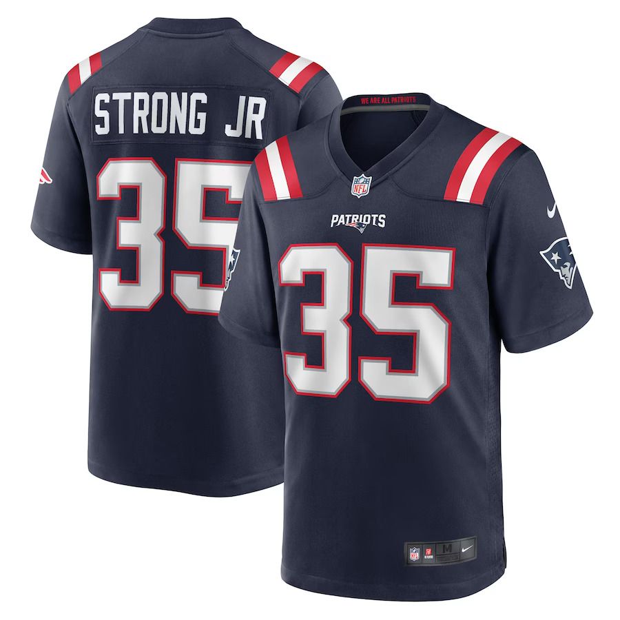 Men New England Patriots #35 Pierre Strong Jr. Nike Navy Game Player NFL Jersey->new england patriots->NFL Jersey